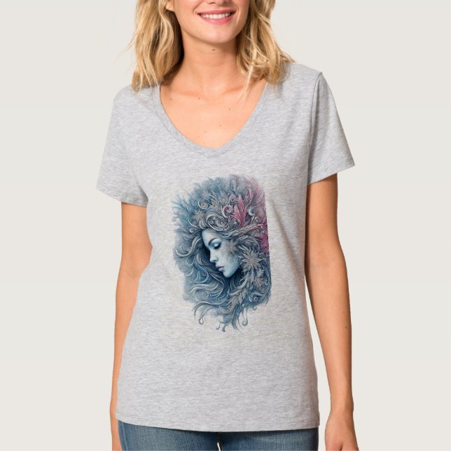 Winter Woman Fashion Illustration T-Shirt (Vorderseite)