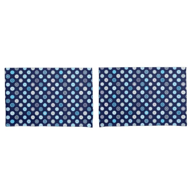 Winter Wonder Dots Blue Pattern Pillow Hüllen Kissenbezug (Vorderseite-Set)