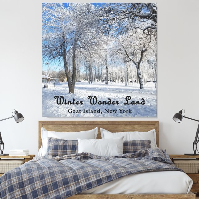 Winter Wonder Land Goat Island, New York Foto Art Leinwanddruck (Insitu (Schlafzimmer))