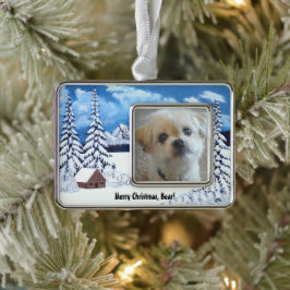 Winter Wonder Malshi Hund Gerahmte Ornament Rahmen-Ornament Silber