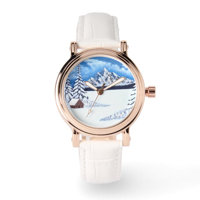 Winter Wonder Rose Gold Vintag Watch Armbanduhr (Vorderseite)