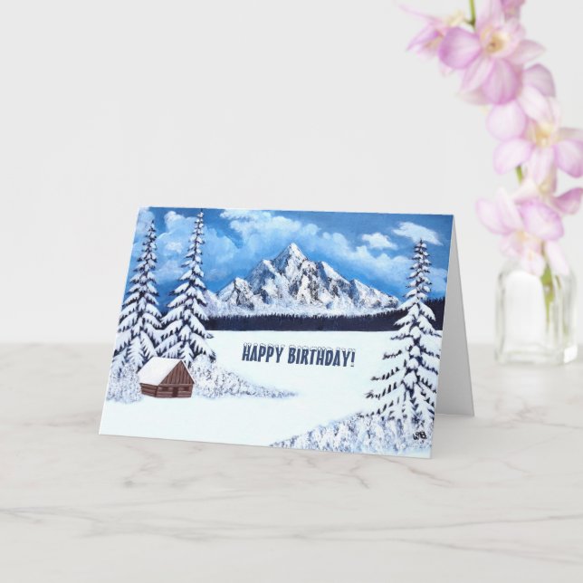 Winter Wonder Scene Geburtstags Grußkarte Karte (Orchidee)