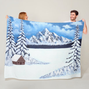 Winter Wonder Scene Large Fleece Blanket