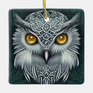 Winter Wonder Snow Owl Beauty Keramikornament