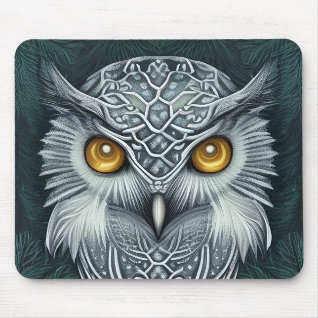 Winter Wonder Snow Owl Beauty Mousepad (Vorne)