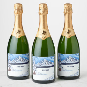 Winter Wonder Sparkling Wein Flaschen Labels