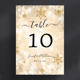 Winter Wonder Xmas Urlaub Hochzeit Gold Tischnummer