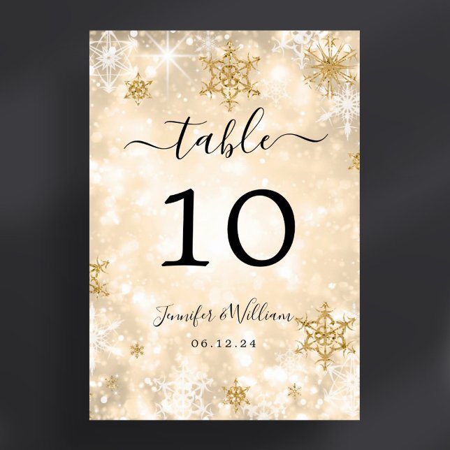 Winter Wonder Xmas Urlaub Hochzeit Gold Tischnummer (Winter Wonder Xmas Holiday Wedding Gold Table Number)