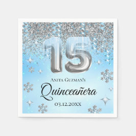 Winter Wonderland 15 Balloons Quinceanera Serviette