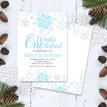 Winter Wonderland 1. Geburtstag Junge Blau