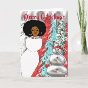 Winter Wonderland Afroamerikanische Weihnachtskart Dankeskarte