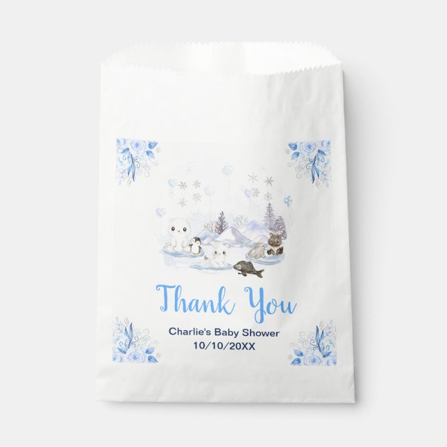 Winter Wonderland Animals Baby Shower Thank You Geschenktütchen (Vorderseite)