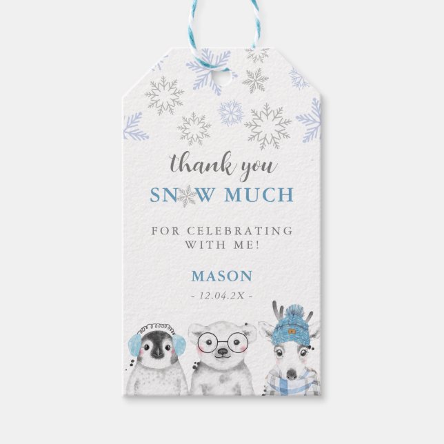 Winter Wonderland Animals Junge Gefallen Dank Gesc Geschenkanhänger (Vorderseite)