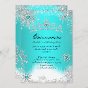 Winter Wonderland Aqua Blue Quinceanera Party Einladung