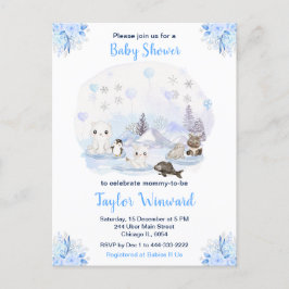 Winter Wonderland Arctic Animals Baby Dusche Postkarte