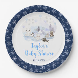 Winter Wonderland Arctic Animals Baby Shower Pappteller