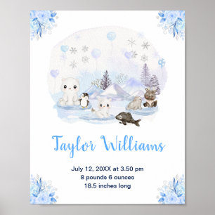 Winter Wonderland Arctic Animals Birth Statistik Poster