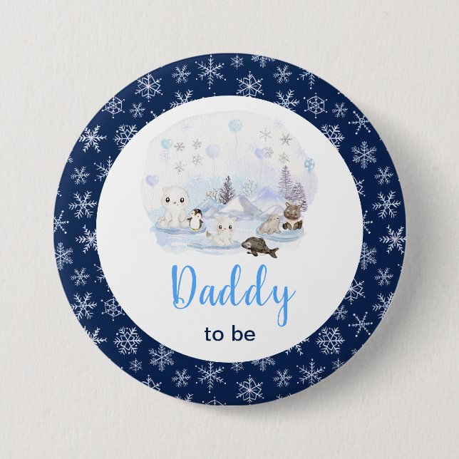 Winter Wonderland Arctic Animals Daddy To Be Button (Vorderseite)