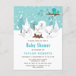Winter Wonderland Arctic Fox Baby Dusche Postkarte