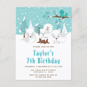 Winter Wonderland Arctic Fox Geburtstagsfeier Postkarte