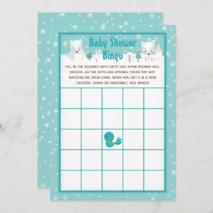 Winter Wonderland Arctic Foxes Babydusche Bingo Einladung