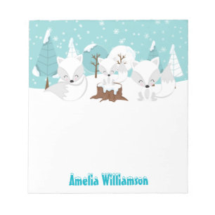 Winter Wonderland Arctic Foxes Notizblock