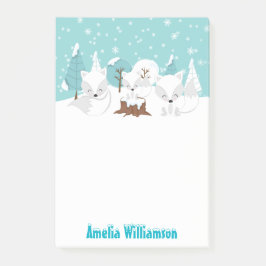 Winter Wonderland Arctic Foxes Post-it Klebezettel