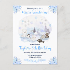 Winter Wonderland Arktische Tiere Geburtstag Postkarte