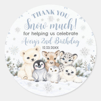 Winter Wonderland Arktische Tiere Geburtstagsfavor Runder Aufkleber