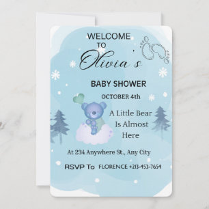 Winter Wonderland Baby Bear Babyparty-Einladung Einladung