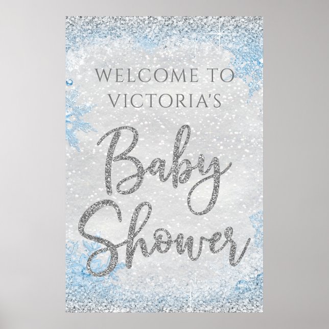 Winter Wonderland Baby Dusche Begrüßungszeichen Poster (Vorne)