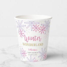 Winter Wonderland Baby Dusche Niedlich Pink Snowfl Pappbecher