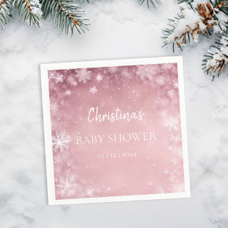 Winter Wonderland Baby Dusche Rosa Serviette