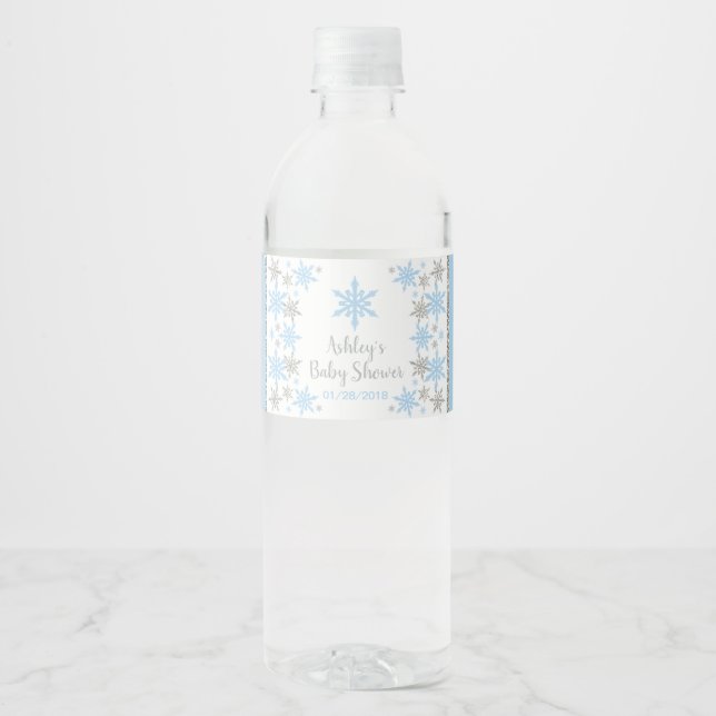 Winter Wonderland Baby Dusche Wasserflaschen Label Wasserflaschenetikett (Vorderseite)