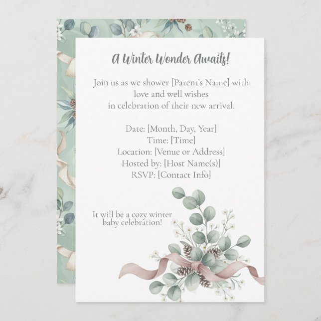 Winter Wonderland Baby Shower Invitation Einladung (Vorne/Hinten)