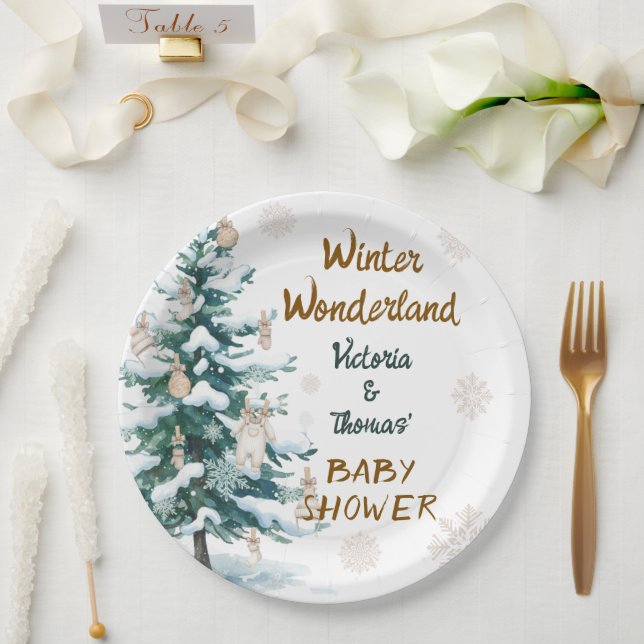 Winter Wonderland Baby Shower  Pappteller (Hochzeit)