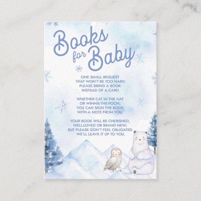 Winter Wonderland Babydusche Bücher für Baby Begleitkarte (Vorderseite)