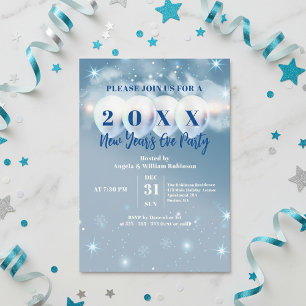 Winter Wonderland Ballons Blau Silvester Einladung