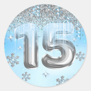 Winter Wonderland Balloons Quinceanera Runder Aufkleber
