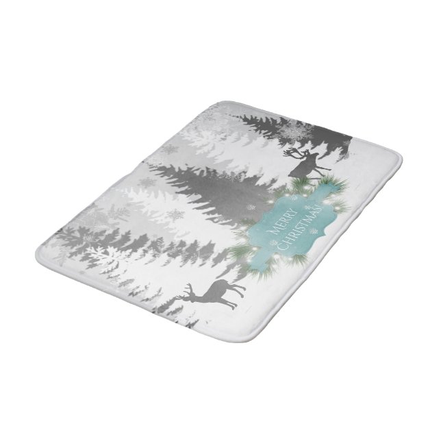 Winter Wonderland Bath Mat - Aquamarin Badematte (Schrägansicht)
