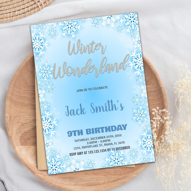 Winter Wonderland Birthday Einladungen Blau (Winter Wonderland Birthday Invitations Blue)