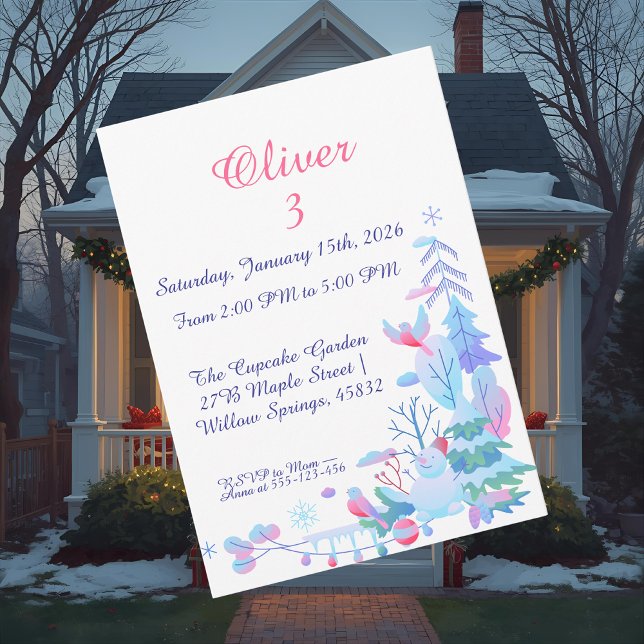 Winter Wonderland Birthday Invitation, Snowman  Einladung (Von Creator hochgeladen)