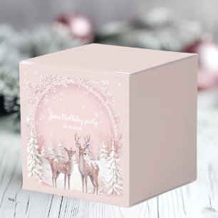 Winter Wonderland Birthday   Rosa und Hirsch Geschenkschachtel