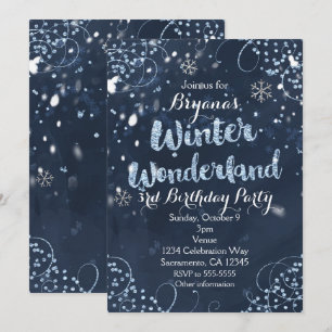 Winter Wonderland Blau Elegante Party-Einladungen Einladung