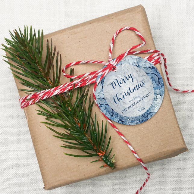 Winter Wonderland Blau frostiges Muster Geschenkanhänger (Von Creator hochgeladen)