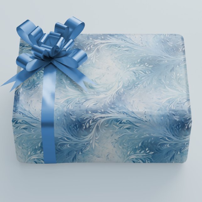 Winter Wonderland Blau frostiges Muster Geschenkpapier (Von Creator hochgeladen)