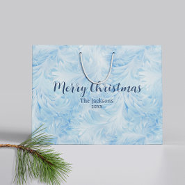 Winter Wonderland Blau frostiges Muster Große Geschenktüte