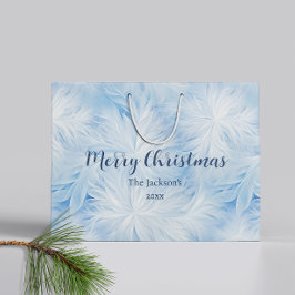 Winter Wonderland Blau frostiges Muster Große Geschenktüte
