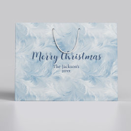 Winter Wonderland Blau frostiges Muster Große Geschenktüte