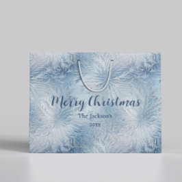 Winter Wonderland Blau frostiges Muster Große Geschenktüte